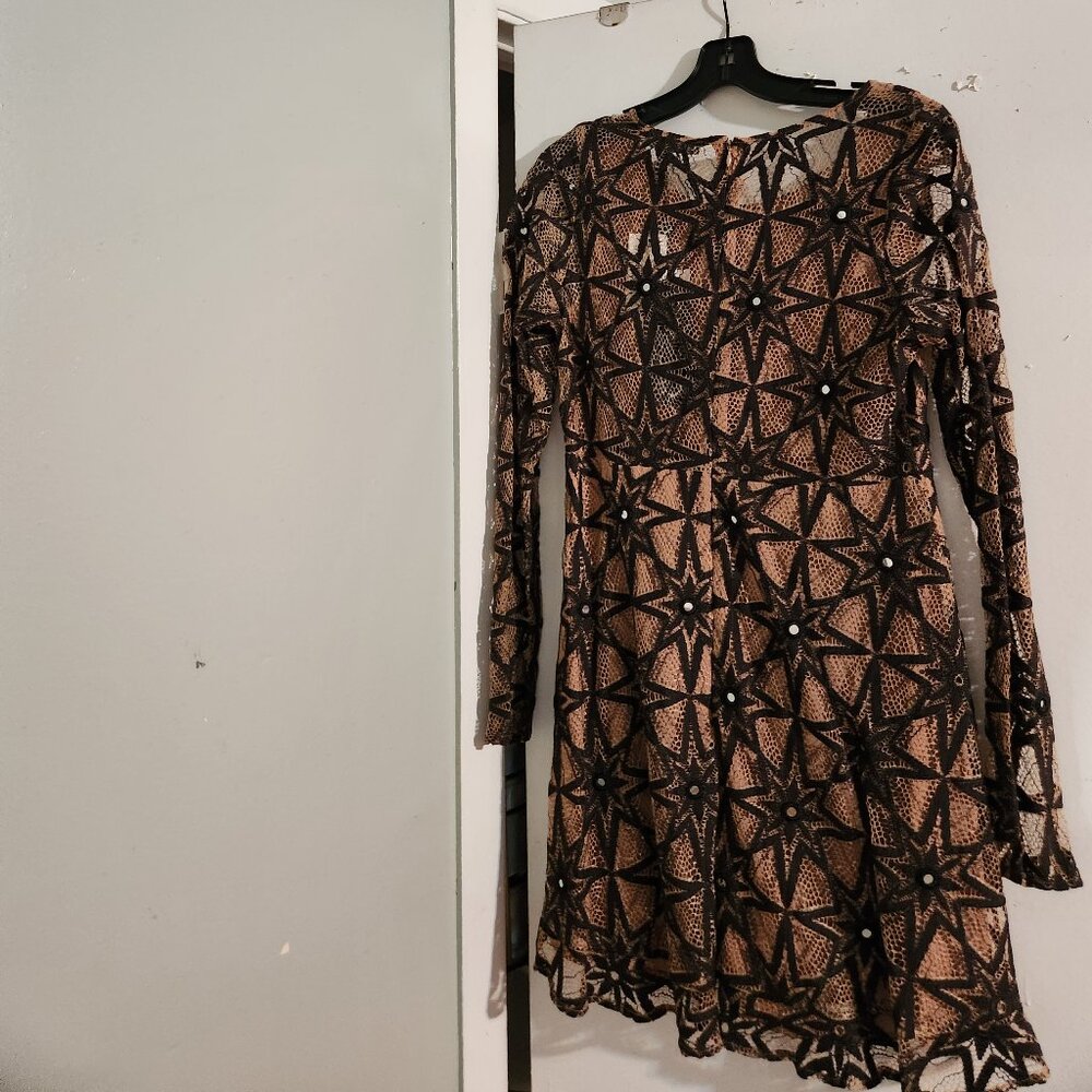 For Love and Lemons Black and Tan/Nude Star Dress Size L